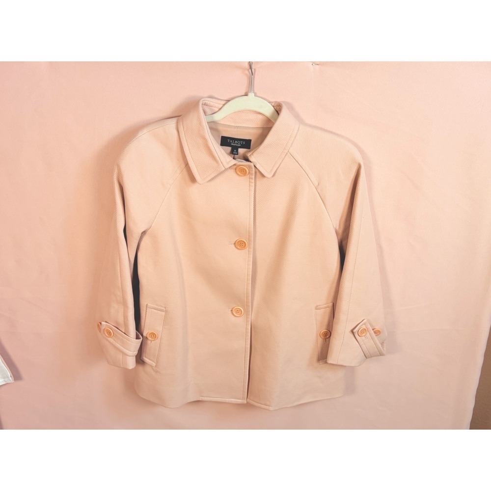 Talbots Vintage Woman's  3/4 Sleeve Lined Button Light Pink Blazer Jacket Sz 10